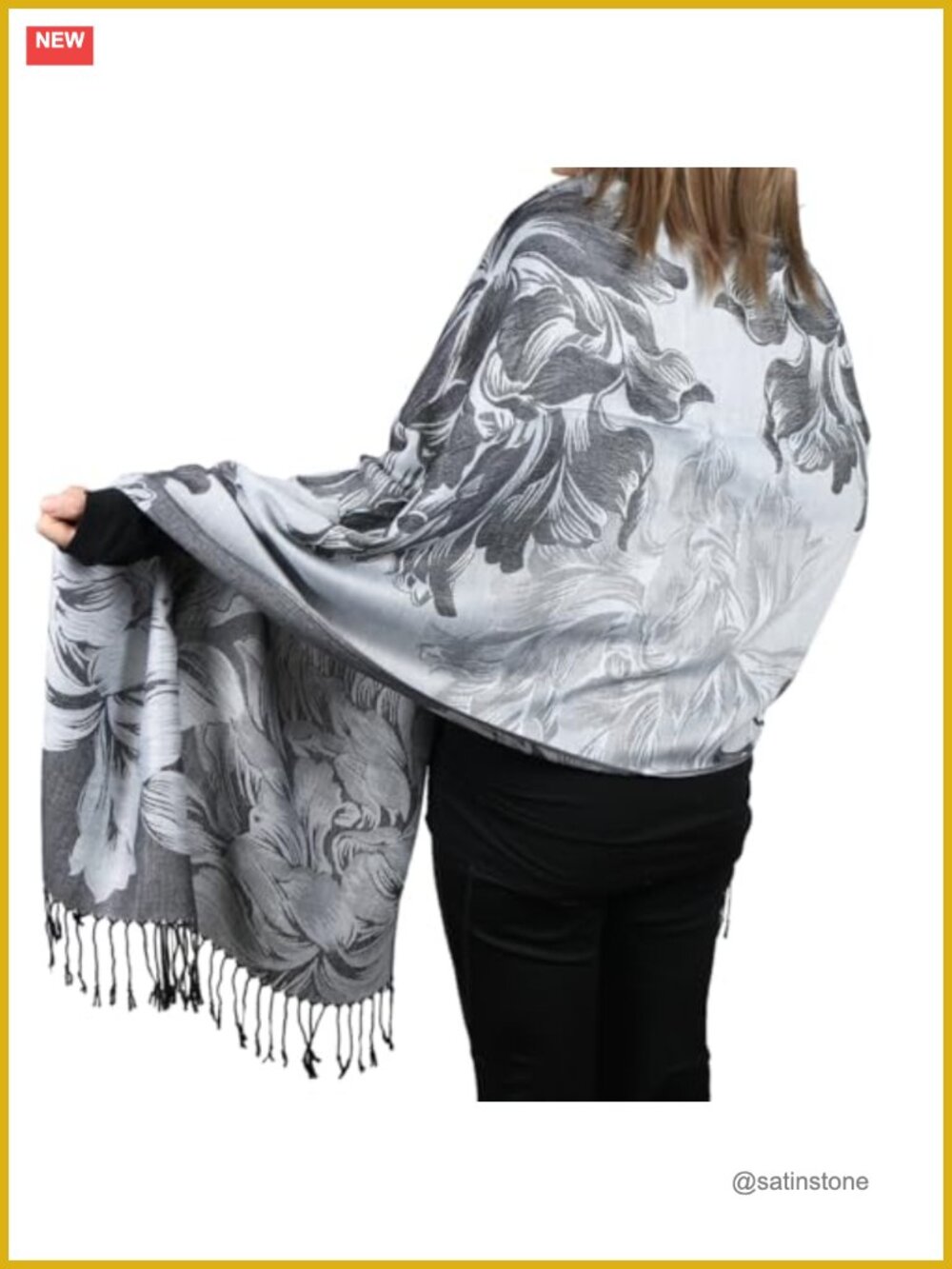 Women's Pashmina Shawl Wrap Reversible Floral Scarf 100% Acrylic